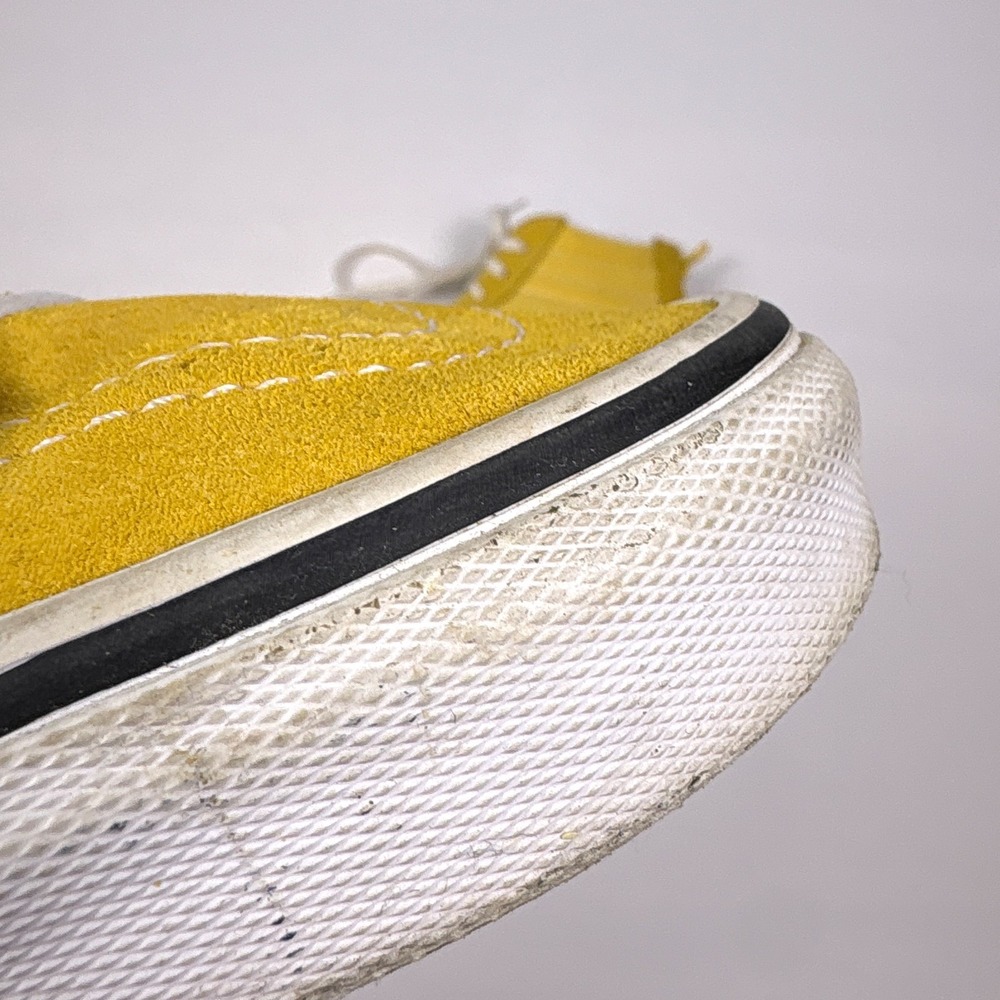 Vans Skate Hi Top Sneaker Shoes Kids Sz 5 Yellow Suede Canvas Lace Up Back Zip - Picture 15 of 16